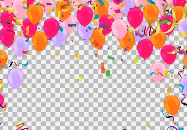 Couleur Rouge Brillant Ballons Drapeaux Fête Fond Illustration Vectorielle Eps10 — Image vectorielle