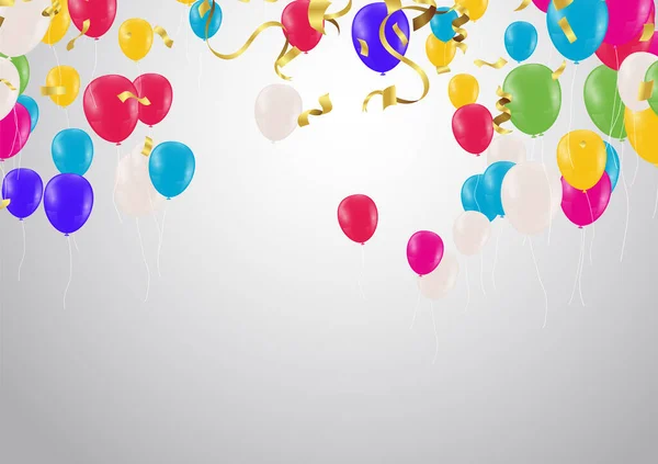 Vacances Guirlandes Colorées Avec Confettis Boules Air Isolées Sur Fond — Image vectorielle