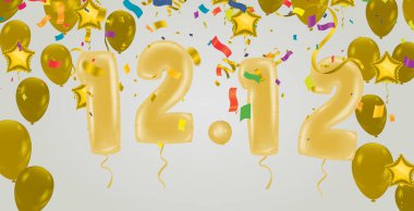 Parti balonları 12-12 alışveriş günü. Özel bir akşam yemeği satışı. İnternet üzerinden alışveriş