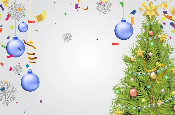 Árvore Natal Com Balões Dia Compras Simples Limpo Oferta Especial — Vetor de Stock