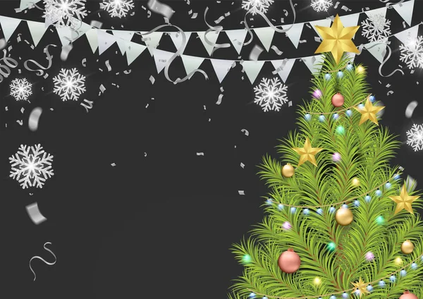Balonlu Noel Ağacı Basit Temiz Alışveriş Günü Özel Bir Akşam — Stok Vektör