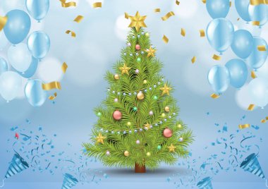 Balonlu Noel Ağacı, basit ve temiz alışveriş günü. Özel bir akşam yemeği satışı. İnternetten alışveriş. Mutlu yıllar.