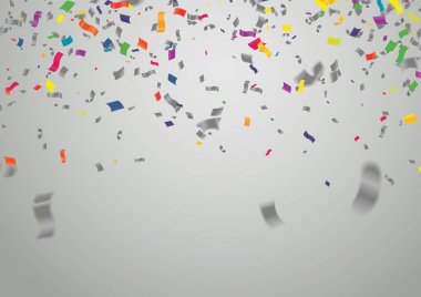 Renkli konfeti Karnaval kurdeleleri ve Mutlu Yıllar balonları Renkli kutlama arka planı