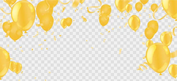 Anniversary Background Balloons Gold Colorful Ribbon Confetti Poster Brochure Template — Stockový vektor