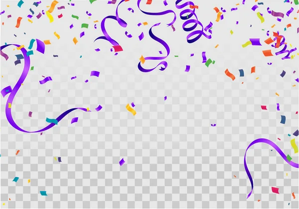 Happy Birthday Purple Celebration Background Confetti — Stok Vektör