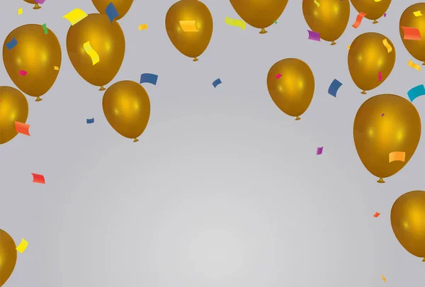 Urodziny Zaproszenie Poziome Powitanie Zaproszenie Lub Ulotki Balony Złoto Uroczystości — Wektor stockowy
