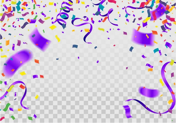Happy Birthday Purple Celebration Background Confetti — Διανυσματικό Αρχείο