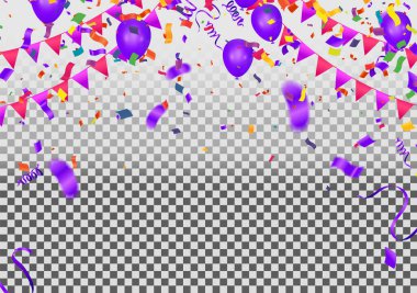 Mutlu yıllar balonlar konfetiyle mor kutlama geçmişi.