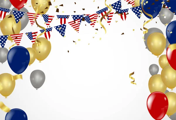 Πετώντας Διάνυσμα Εορταστικά Μπαλόνια Χρυσό Κόκκινο Και Γκρι Γυαλιστερό Μπαλόνια — Διανυσματικό Αρχείο