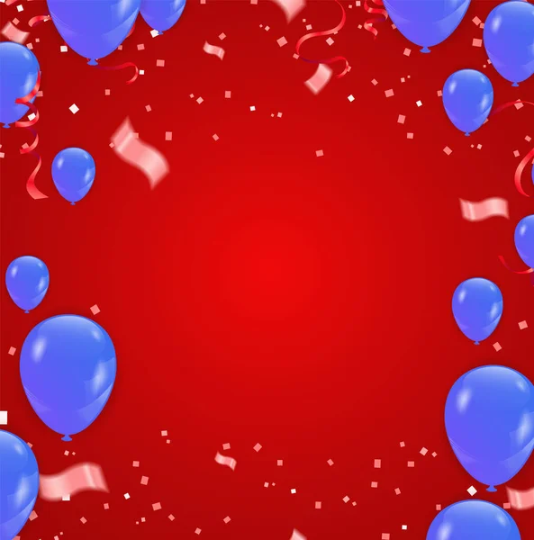 Flying Vector Festive Balloons Blue Shiny Glossy Balloons Holiday Celebration — Stock Vector