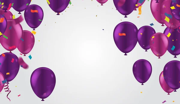 Convite Aniversário Horizontal Saudação Cartão Convite Panfleto Balões Fundo Celebração —  Vetores de Stock