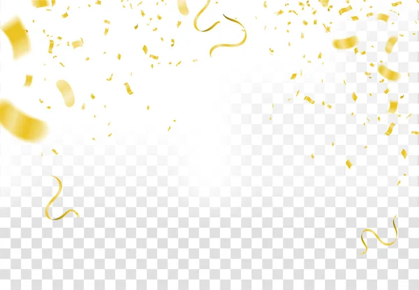 Plantilla Fondo Celebración Con Confeti Cintas Oro — Vector de stock