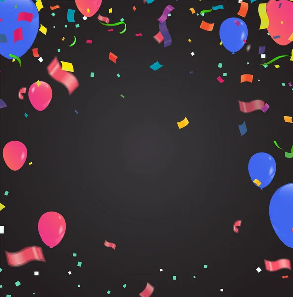 Composición Del Marco Globos Con Espacio Para Texto Ilustración Vectorial — Vector de stock