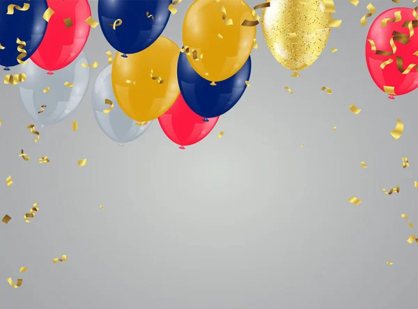 Bonne Fête Anniversaire Avec Des Ballons Des Rubans Sur Fond — Image vectorielle