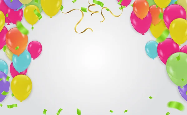 Party Balloons Fluindo Baixo Para Cima Férias Balões Confetes Voando —  Vetores de Stock