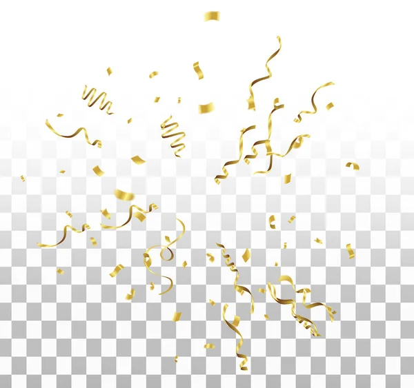 Golden Ribbon Beautiful Composition Glitter Explosion Colored Confetti Festive Universal — Stock Vector