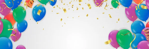 Globos Fiesta Que Fluyen Abajo Arriba Globos Navideños Confeti Volando — Archivo Imágenes Vectoriales