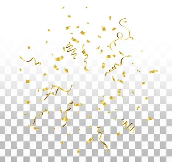 Fita Dourada Bela Composição Com Brilho Explosão Confetes Coloridos Ilustração — Vetor de Stock