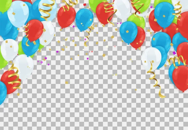 Vector Illustratie Van Een Kleurrijke Party Achtergrond Met Confetti Curly — Stockvector