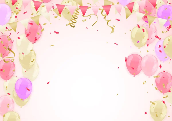 Vector Illustratie Van Een Kleurrijke Party Achtergrond Met Confetti Curly — Stockvector