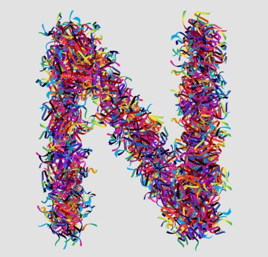 İplikten yapılmış N vektör tasarımı yazı tipi harfi. Benzersiz dekorasyon ve konsept fikrin için yazı tipi. pürüzsüz bir renk. En iyi tasarımınız için eşsiz ögeler; logo, yazı tipi, kurumsal kimlik, uygulama