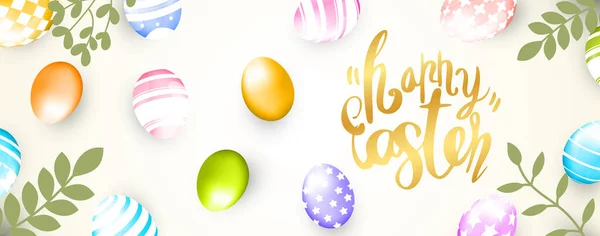 Frohe Ostern Kranz Mit Ostern Website Header Oder Banner Design — Stockvektor