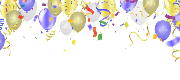 Fundo Aniversário Moderno Balão Colorido Com Confett —  Vetores de Stock