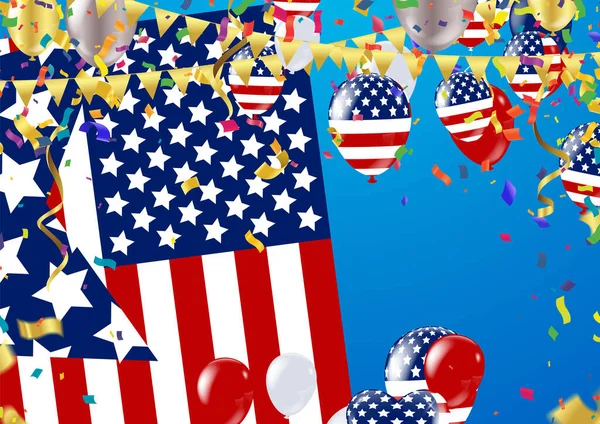 Bandiera Degli Stati Uniti America Happy Background Template Greeting Card — Vettoriale Stock