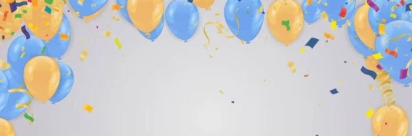 Ferienhintergrund Mit Luftballons Fahnen Luftschlangen Platz Für Text Vektor Festliche — Stockvektor