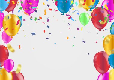 Balon, bayrak, flama ile tatil arka plan. Metin için yer. Vektör şenlikli çizim.