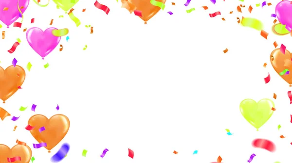 Modern Birthday Background Colorful Balloon Confetti — Vetor de Stock