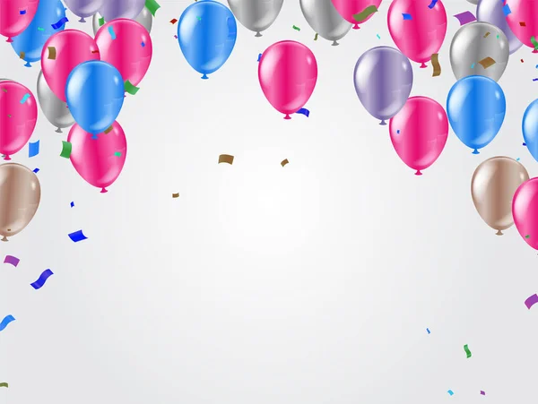 Party Blue Ballons Realistische Hochglanz Luftballons Hintergrund Mit Bokeh Effect — Stockvektor