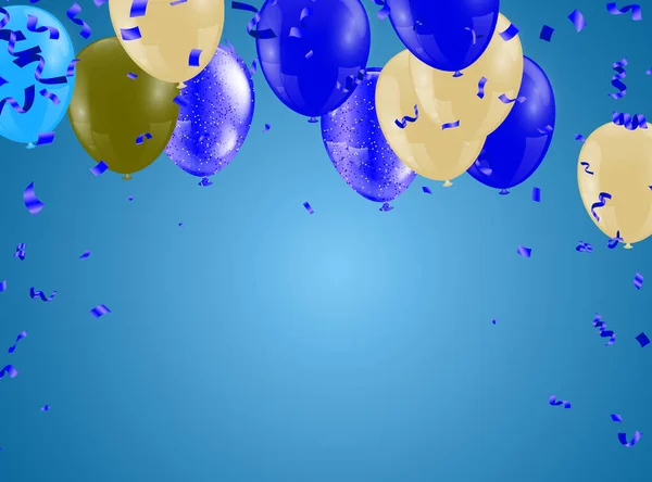 Modelo Cartão Vetor Celebração Realista Bonita Com Voando Balões Festa — Vetor de Stock