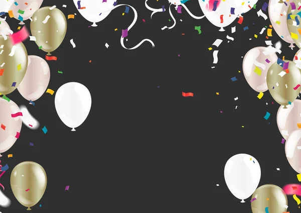 Colorful Balloons Vector Illustration Party Background Confetti Space Your Text — Stockvektor