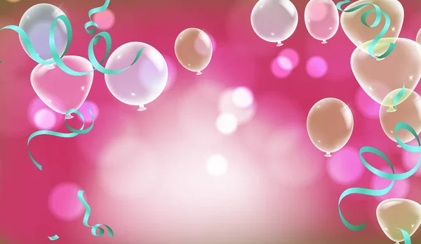 Luxury Foil Balloons Confetti Background Vector Realistic Vector Illustration Anniversary — Stock vektor