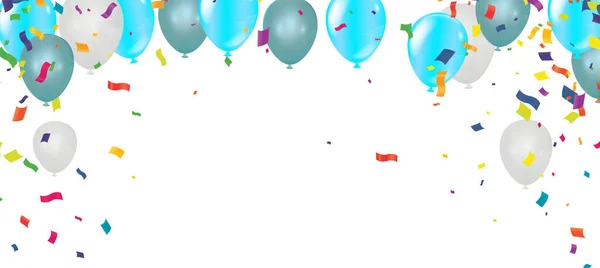 Färg Ballonger Konfetti Och Med Utrymme För Text Raster Design — Stock vektor