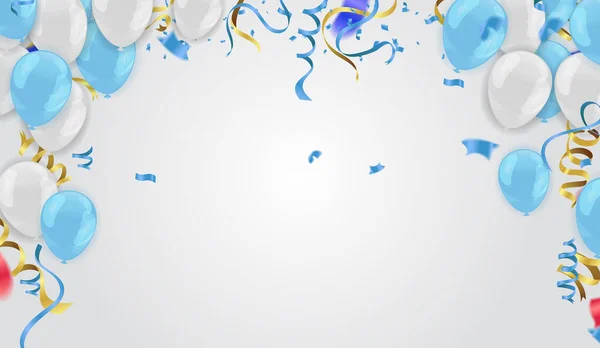 Χρώμα Γυαλιστερό Μπαλόνια Μπλε Λευκό Και Κόμμα Εικονογράφηση Φόντου Διάνυσμα — Διανυσματικό Αρχείο