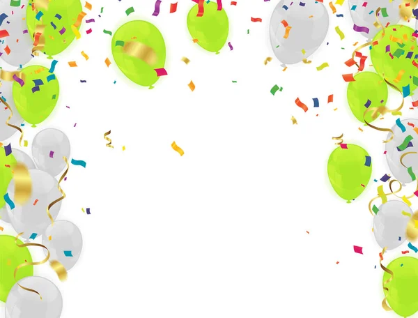 Fondo Colorido Celebración Con Los Globos Fiesta Confeti Con Espacio — Vector de stock