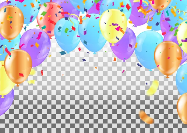 Globos Color Confeti Con Espacio Para Texto Trama Diseño Plantilla — Archivo Imágenes Vectoriales