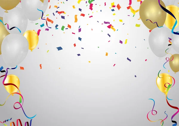 カラー光沢のある風船とパーティーの背景イラストベクトルイラスト招待カード パーティーパンフレット バナー用 — ストックベクタ