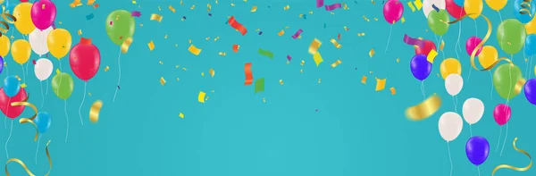 Χρώμα Γυαλιστερό Μπαλόνια Και Κόμμα Εικονογράφηση Φόντου Διάνυσμα Εικονογράφηση Για — Διανυσματικό Αρχείο