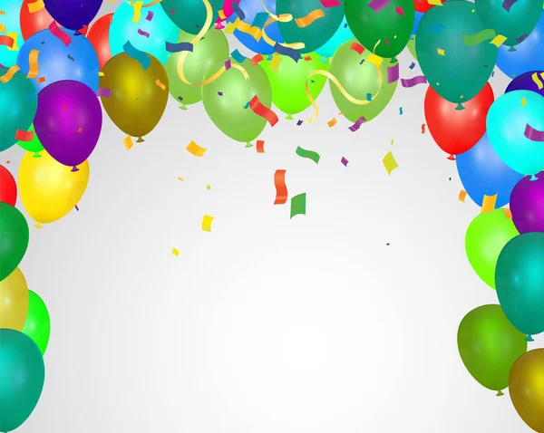 Kleurballonnen Confetti Met Ruimte Voor Tekst Raster Design Sjabloon Vakantie — Stockvector