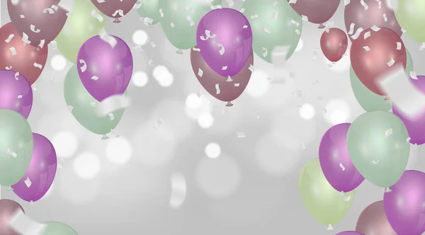 Воздушные Шары Фиолетового Белого Цвета День Рождения Годовщина Фон Векторная — стоковый вектор