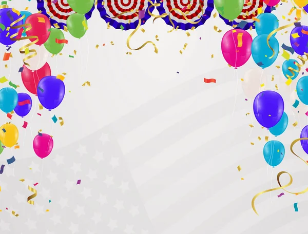 Globos Colores Bandera Americana Con Fondo Para Julio Día Independencia — Vector de stock