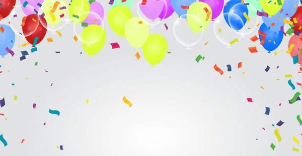 Kleur Glanzende Ballonnen Feest Achtergrond Illustratie Vector Illustratie Voor Uitnodigingskaart — Stockvector