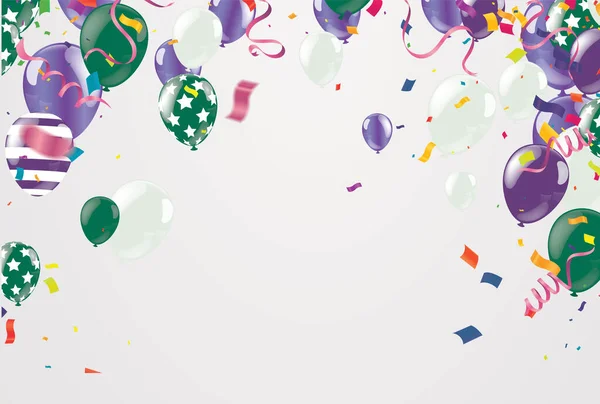 Πολύχρωμο Εορταστικό Υπόβαθρο Κομματικά Μπαλόνια Κομφετί Χώρο Για Κείμενο — Διανυσματικό Αρχείο