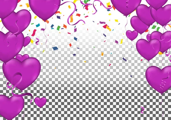 Повітряні Кульки Фіолетового Кольору День Народження Ювілей Тло Векторна Ілюстрація — стоковий вектор