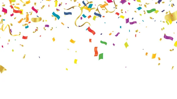 Birçok Düşen Renkli Minik Konfeti ve Kurdele arka planda izole edildi. Vektör. Çok renkli.