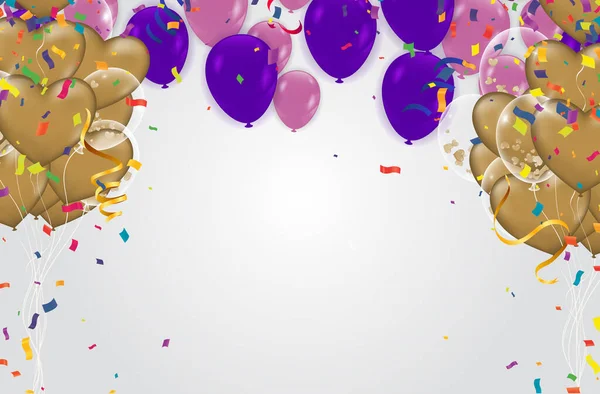 Kolorowe Balony Konfetti Miejsca Tekst Raster Design Template Holiday Happy — Wektor stockowy