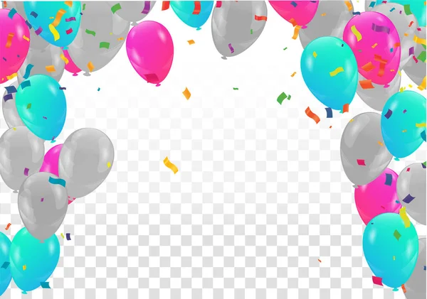 Kleur Glanzende Ballonnen Blauw Roze Party Achtergrond Illustratie Vector Illustratie — Stockvector